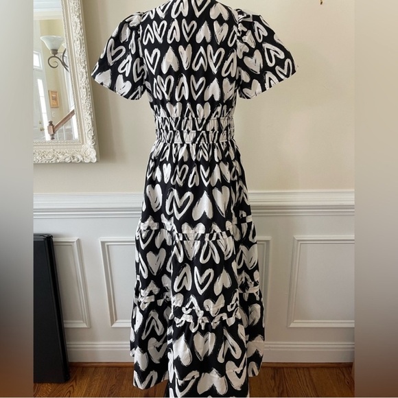 New Anthropologie Somerset Black Hearts Plum Maxi Dress - Picture 5 of 6